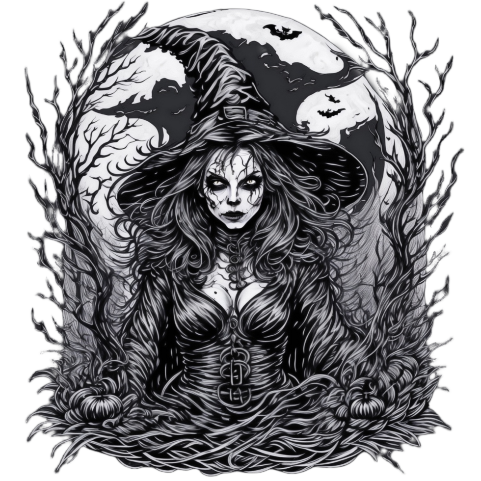 Witch Scary Illustration PNG Image Transparent Background Ai Generative