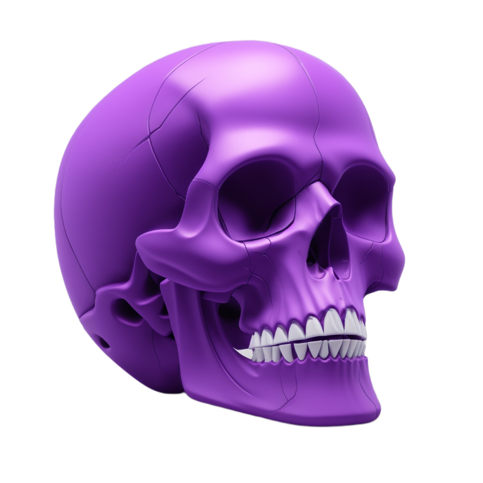 Purple Skull 3D PNG Image Transparent Background Ai Generative