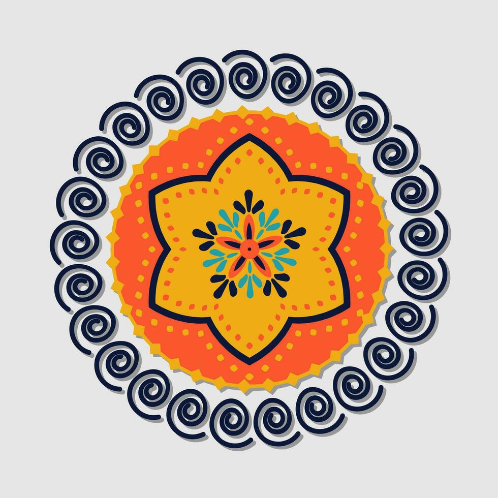 Round ornamental mandala colorinng bright. vector