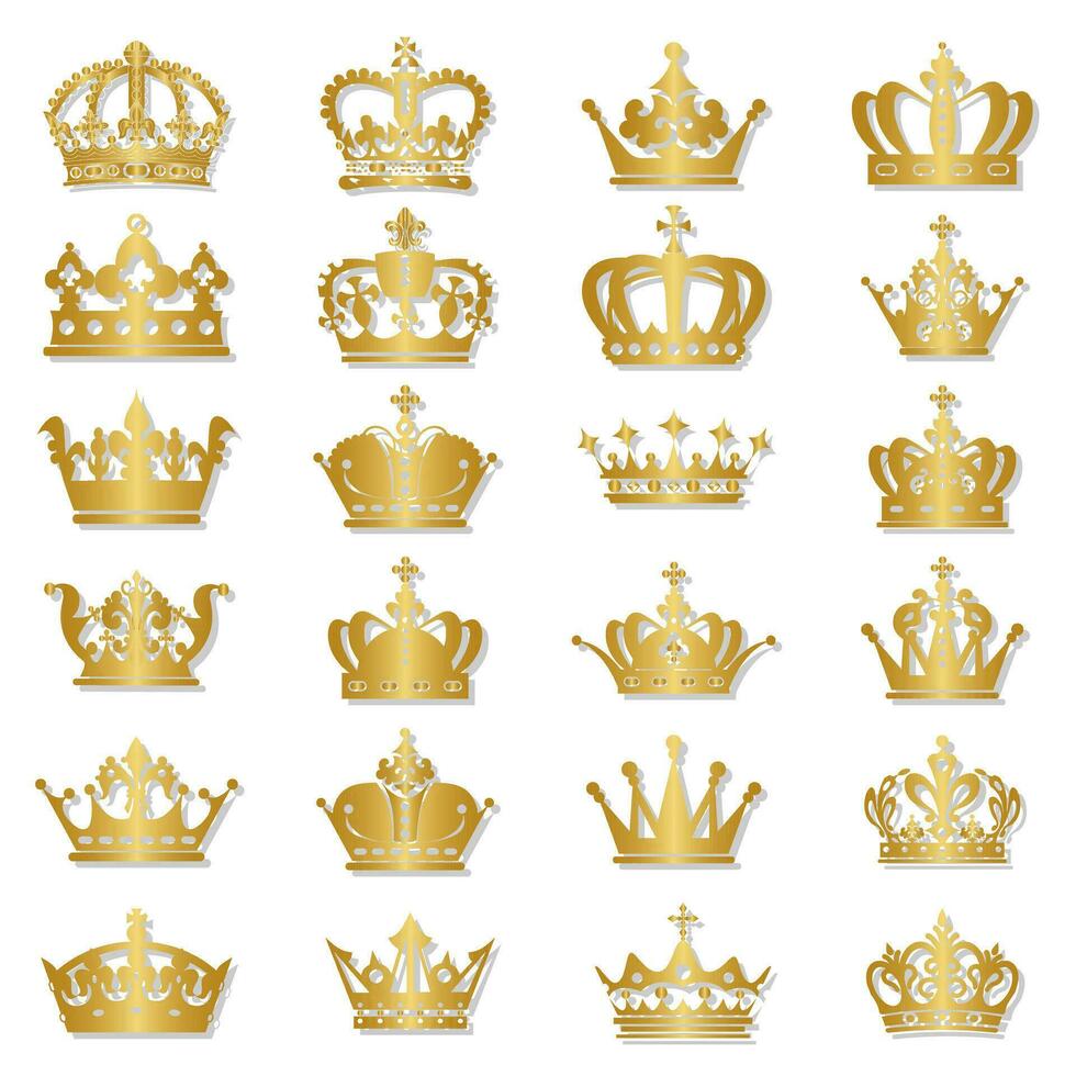 conjunto de real dorado corona con degradado vector ilustración.