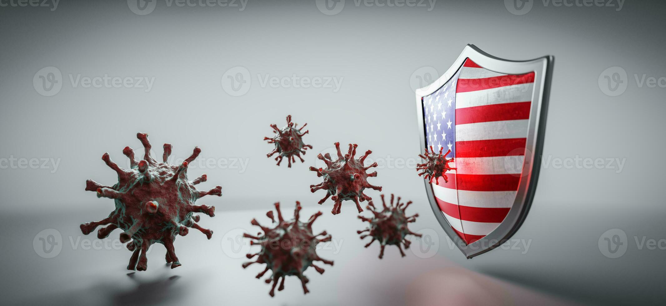 Shield in USA flag protect from coronavirus COVID-19. photo