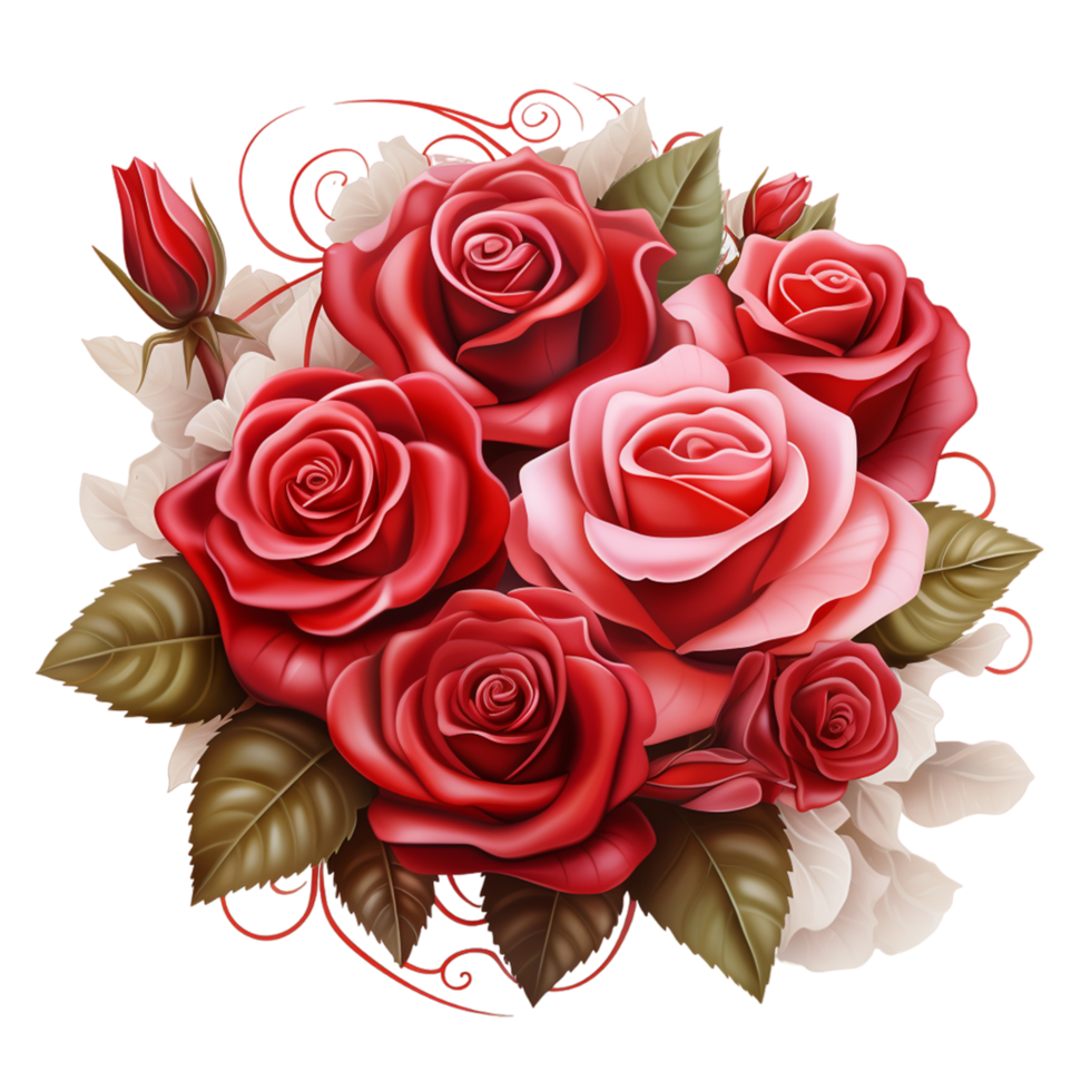 rouge fleur bouquet ai génératif png