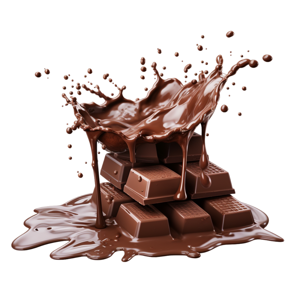 A splash of chocolate is poured into a box Ai Generative png