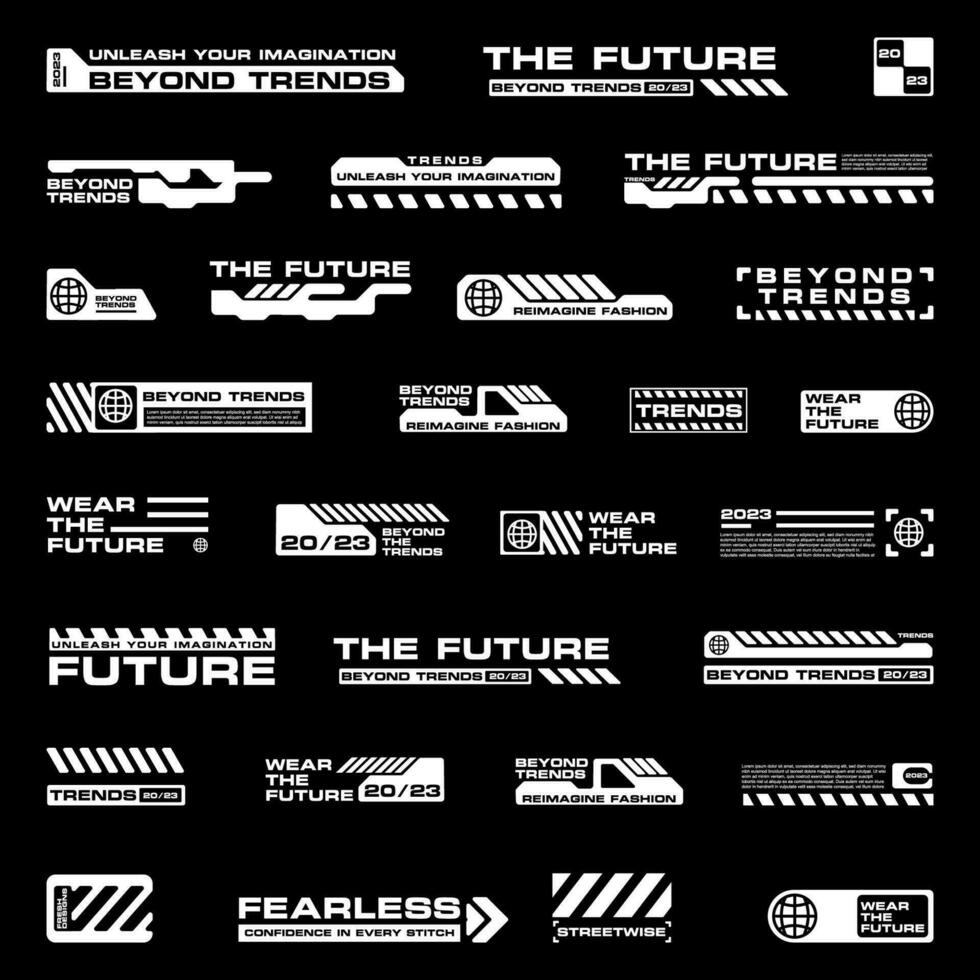 Futuristic streetwear cyberpunk interface element technology graphic vector design template