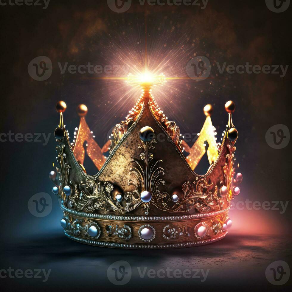 Majestic king or queen royal crown. Generative AI photo