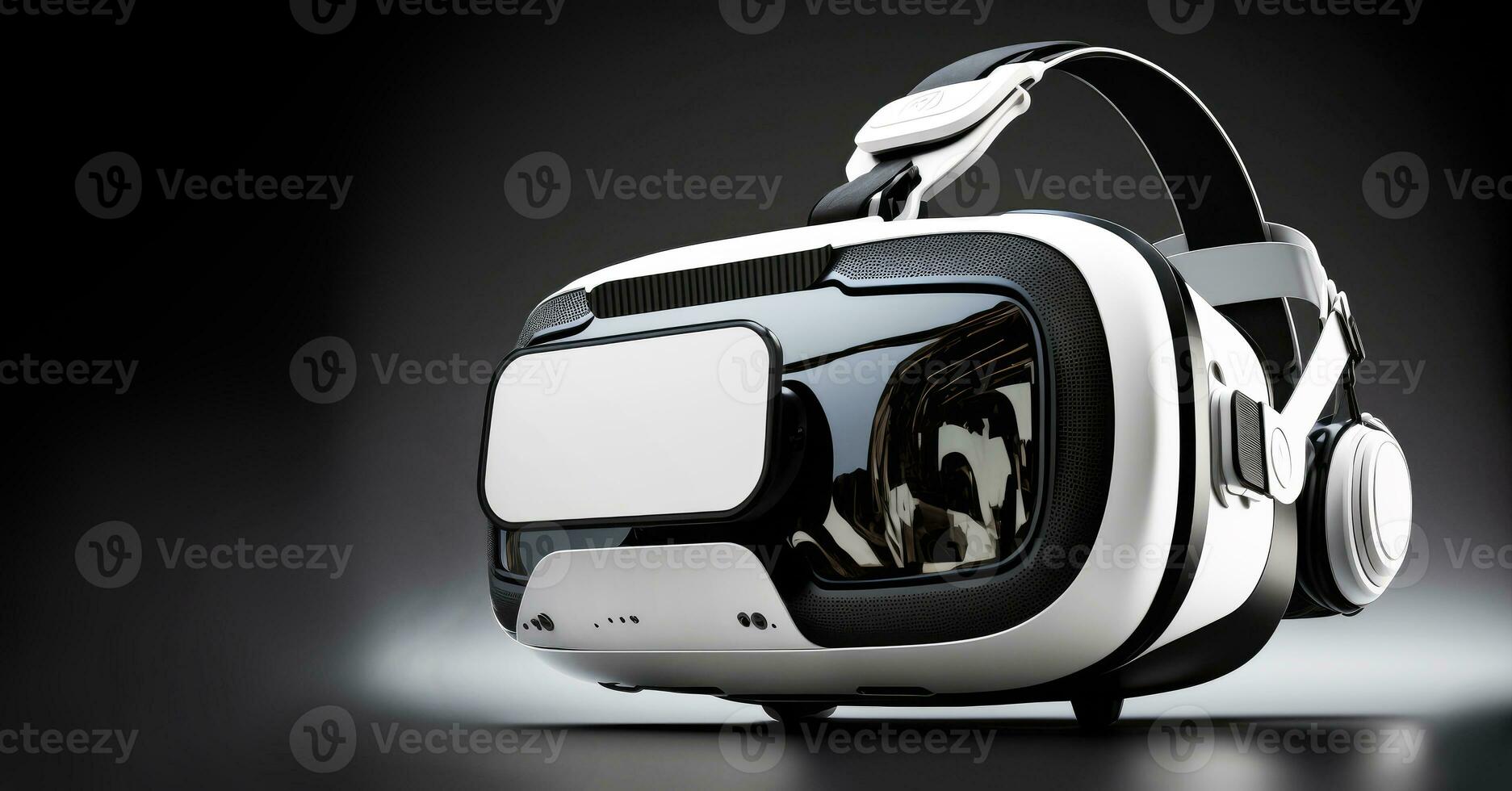 VR headset in virtual augmented reality style. Generative AI photo