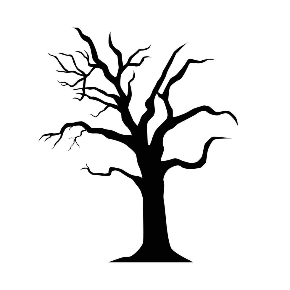 Víspera de Todos los Santos de miedo árboles, seco árbol silueta, Víspera de Todos los Santos decoración. vector