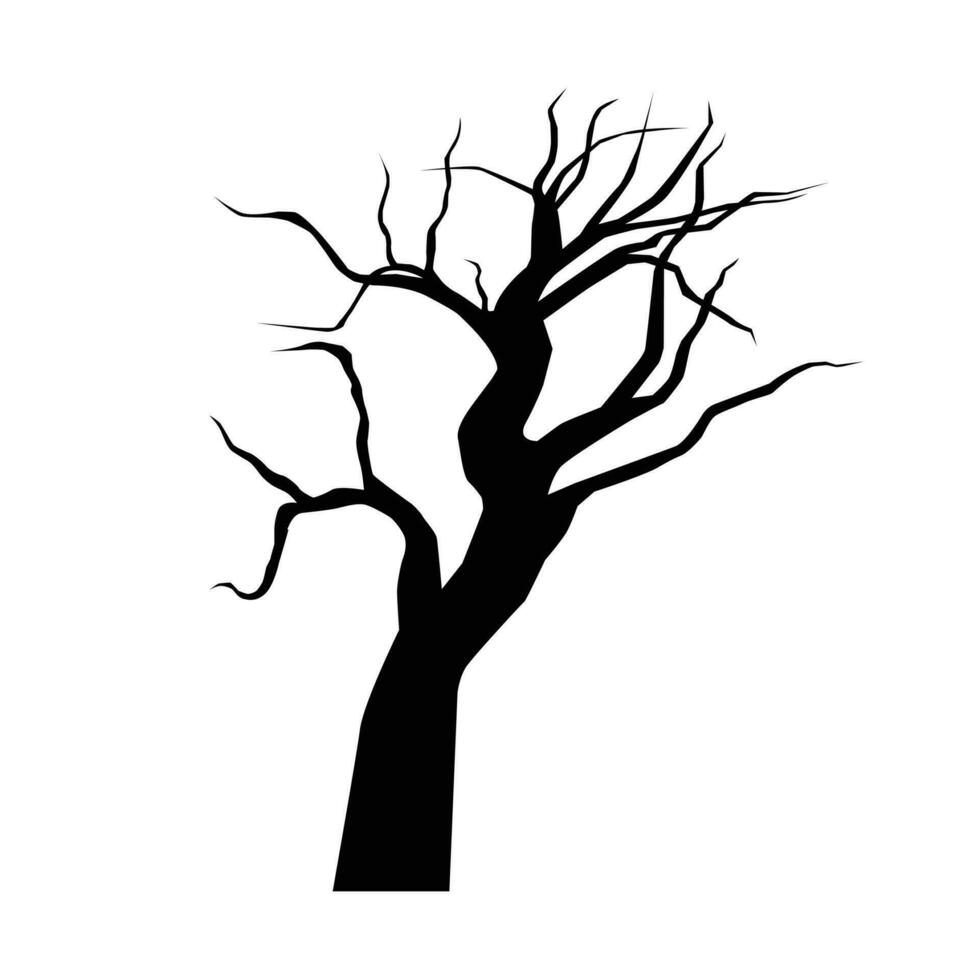 Víspera de Todos los Santos de miedo árboles, seco árbol silueta, Víspera de Todos los Santos decoración. vector