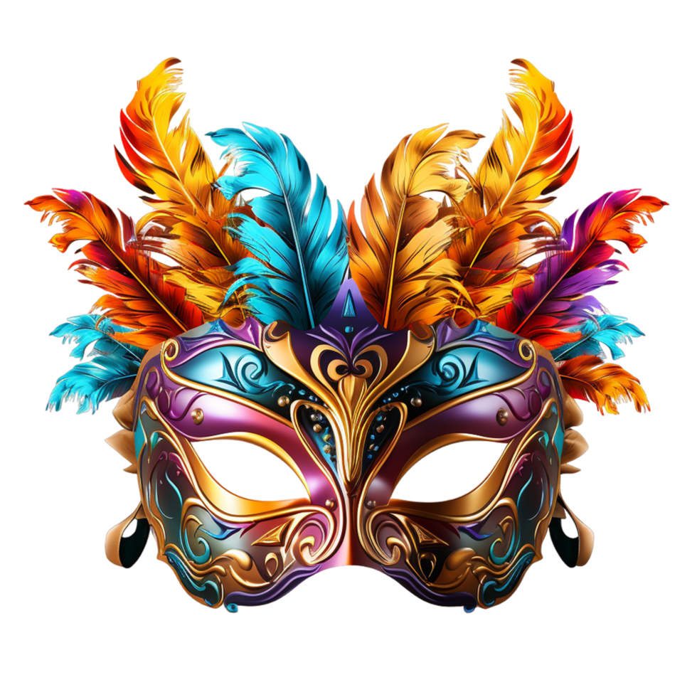 Brazilian carnival celebration festival feather mask Ai Generative png