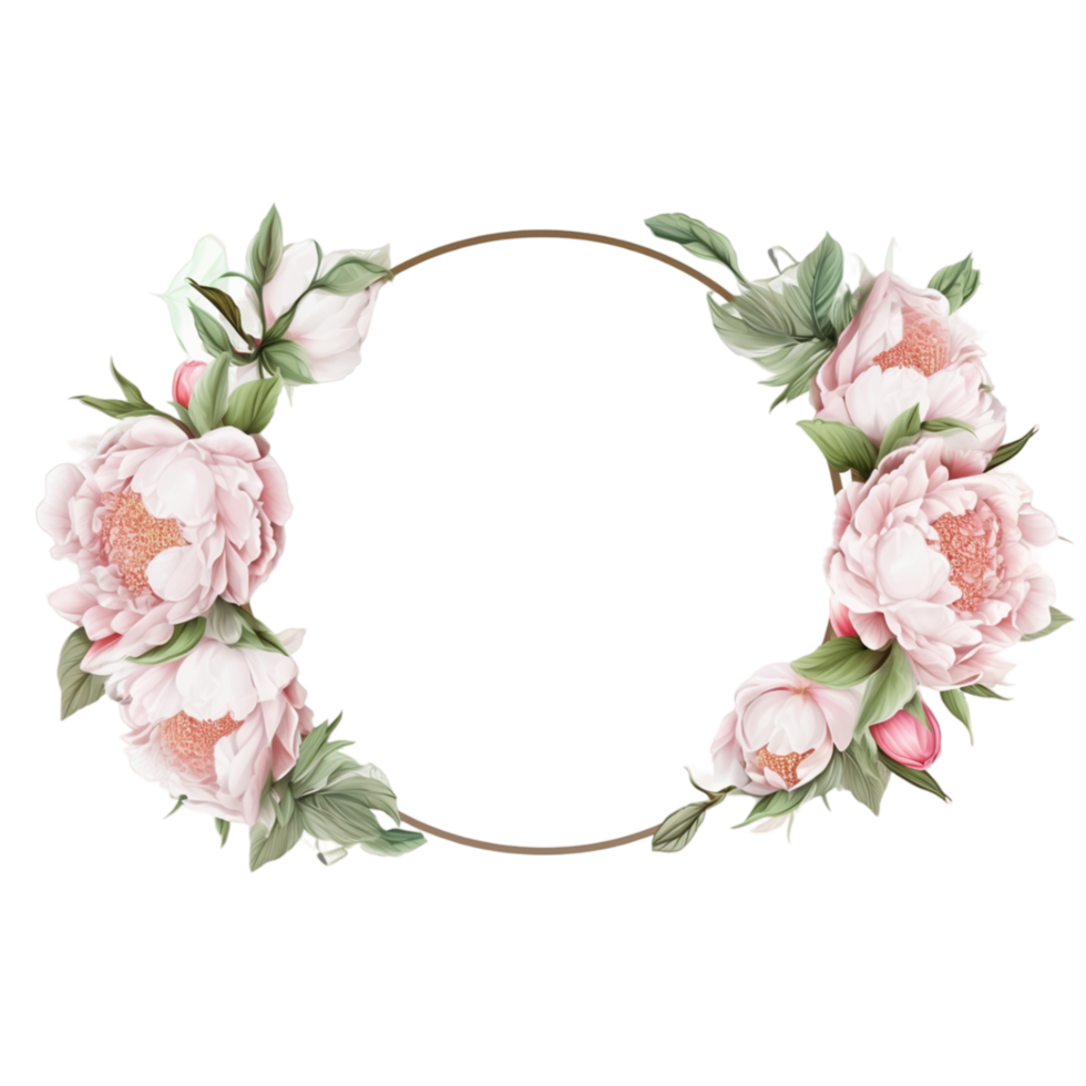 Cute Floral Frame Of Watercolor Flowers Ai Generative png