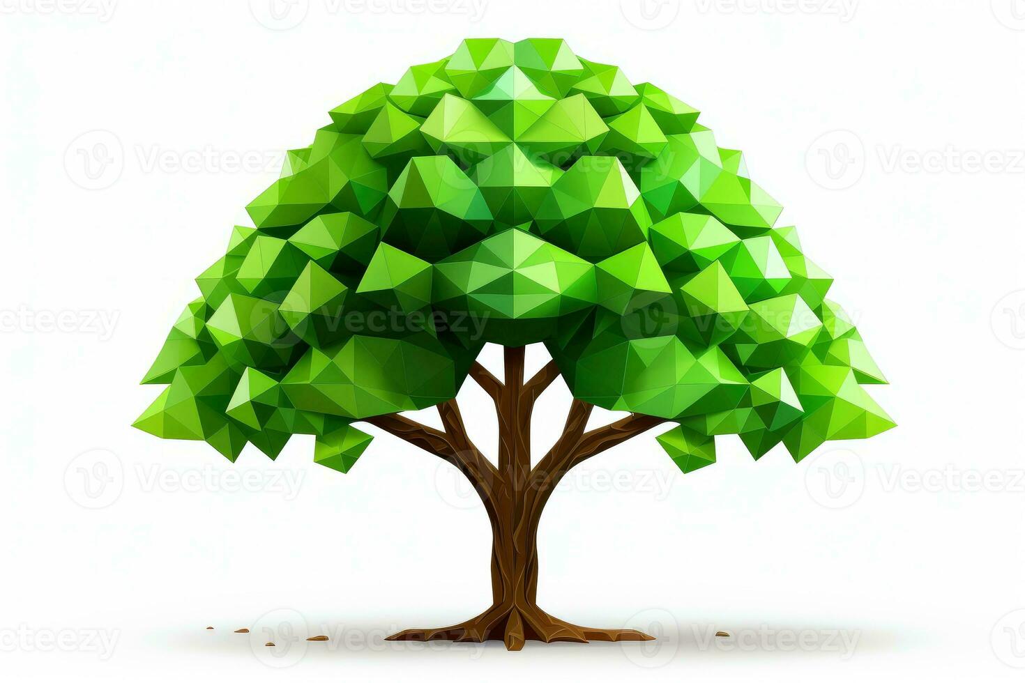 Abstract low poly tree isolated on white background, Generative AI illustration photo