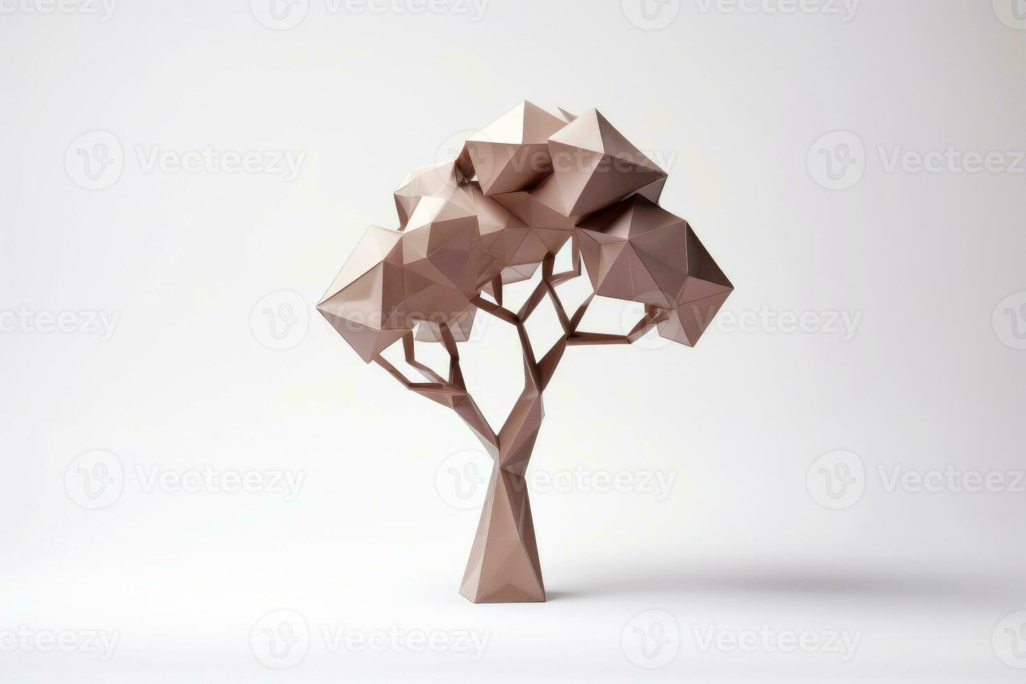 cerca arriba de 3d bajo escuela politécnica árbol aislado en blanco fondo, geométrico poligonal estilo, generativo ai ilustración foto