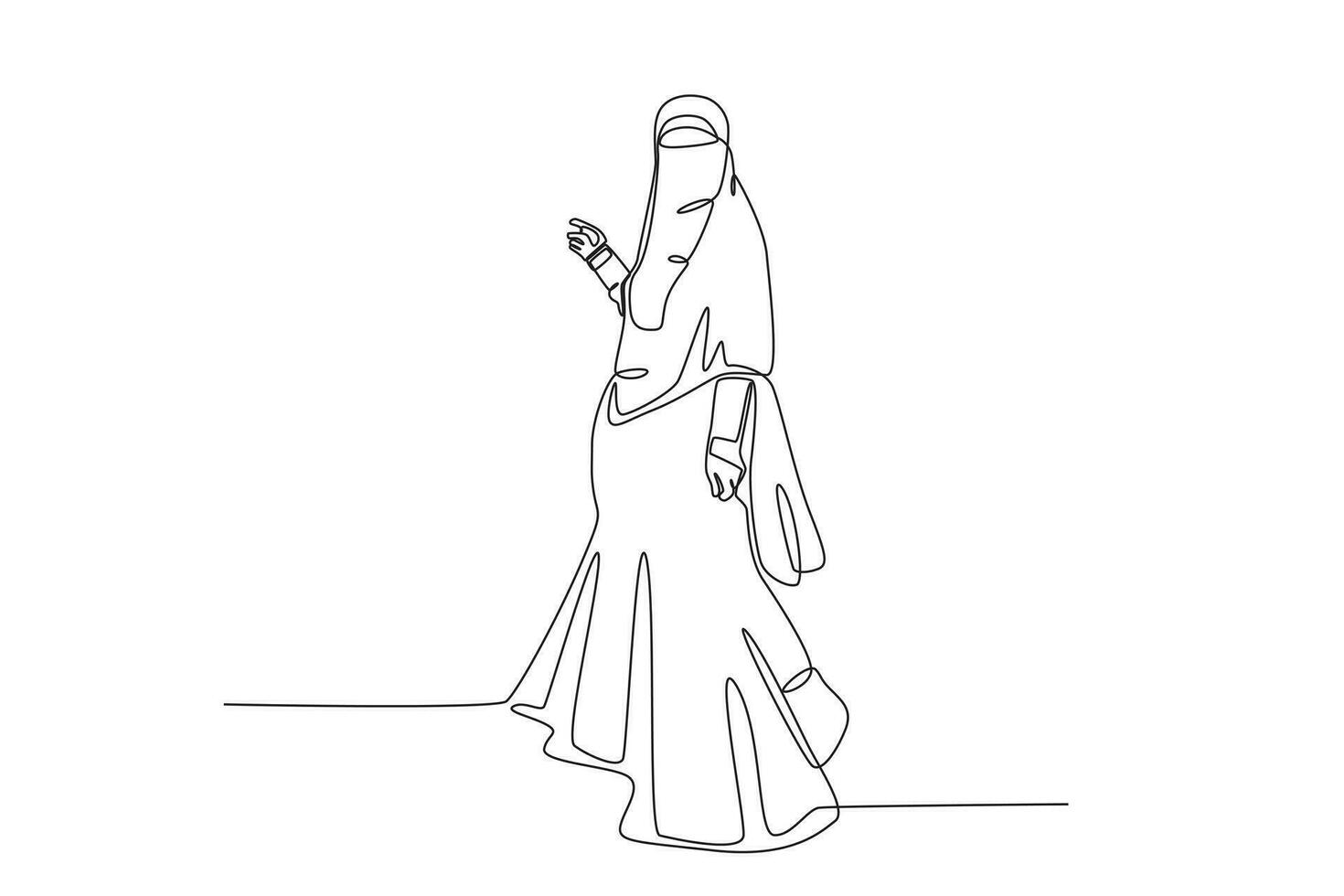 A woman posing wearing a niqab vector