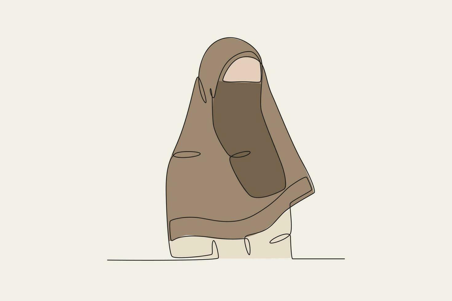 Color illustration of a woman wearing a beautiful niqab vector