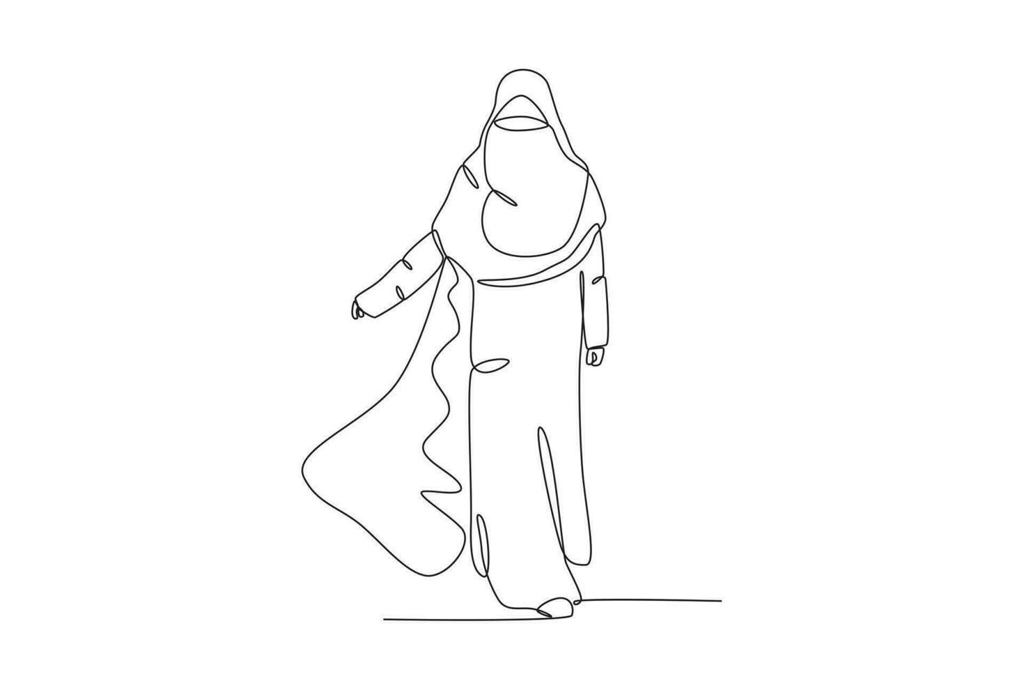 A woman wearing a dress and niqab vector