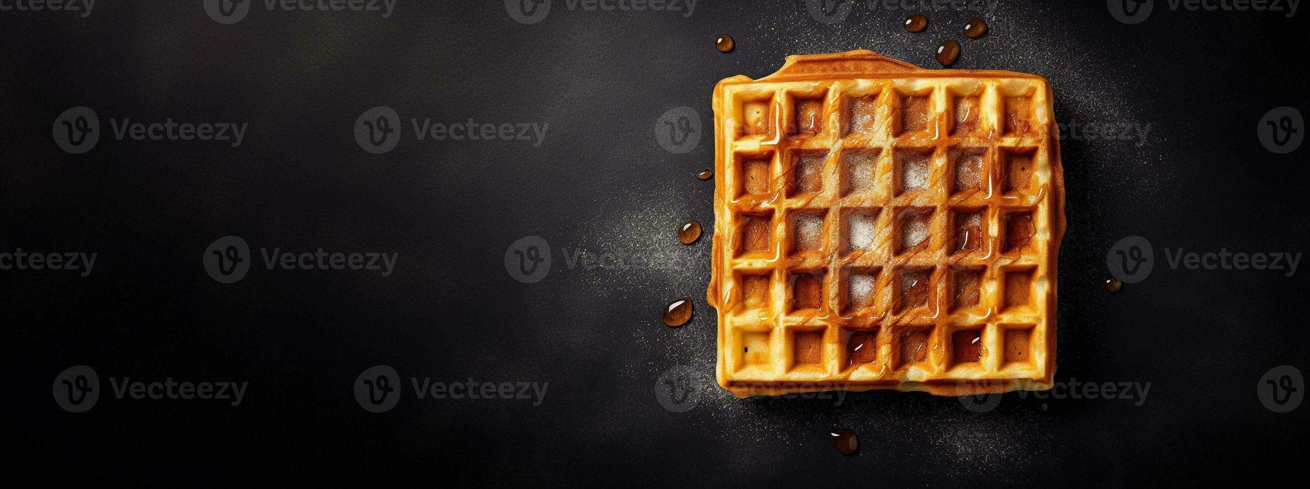 Generative AI, Assorted Belgian waffles with fruit and syrup, sweet baked dessert photo