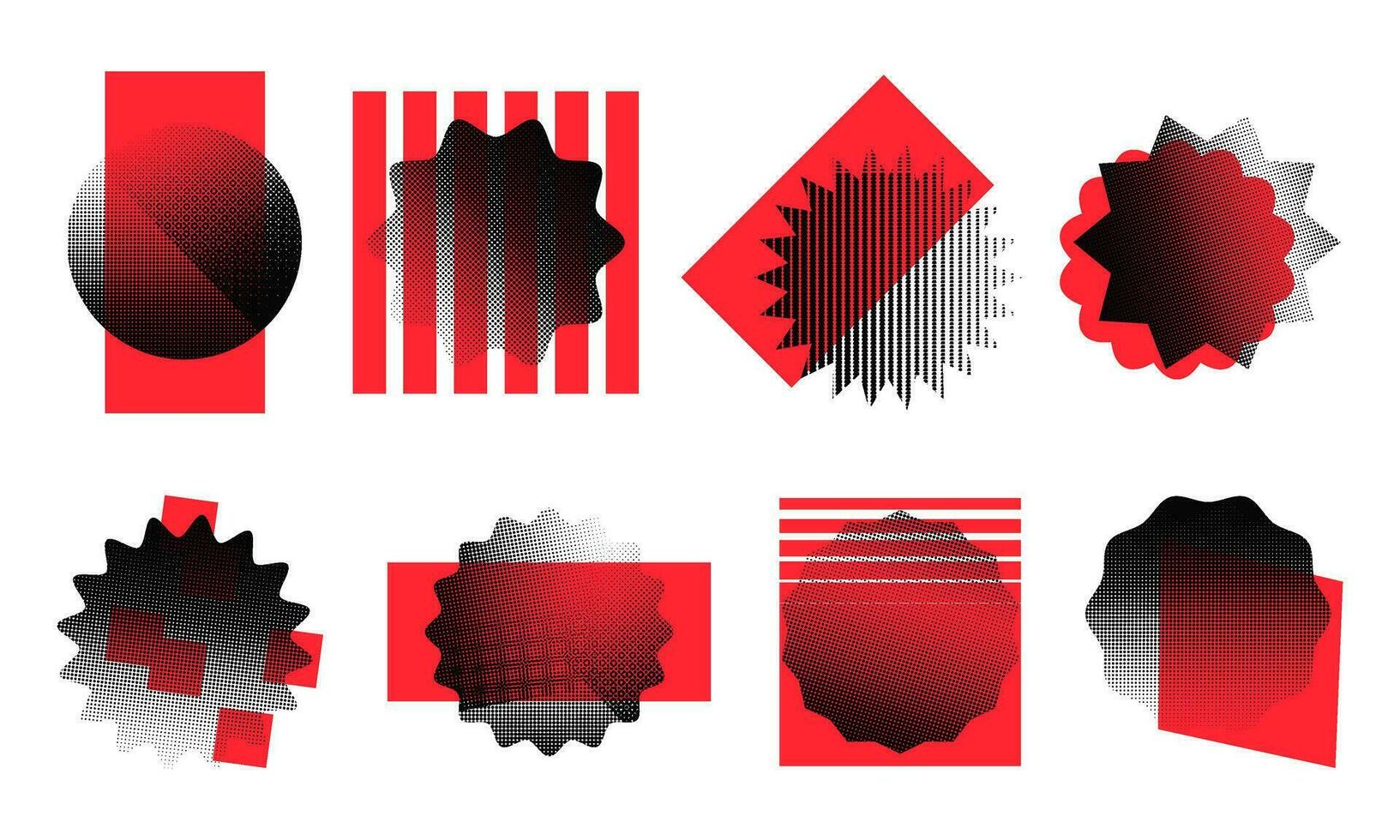 Modern halftone shapes set vector illustration isolated