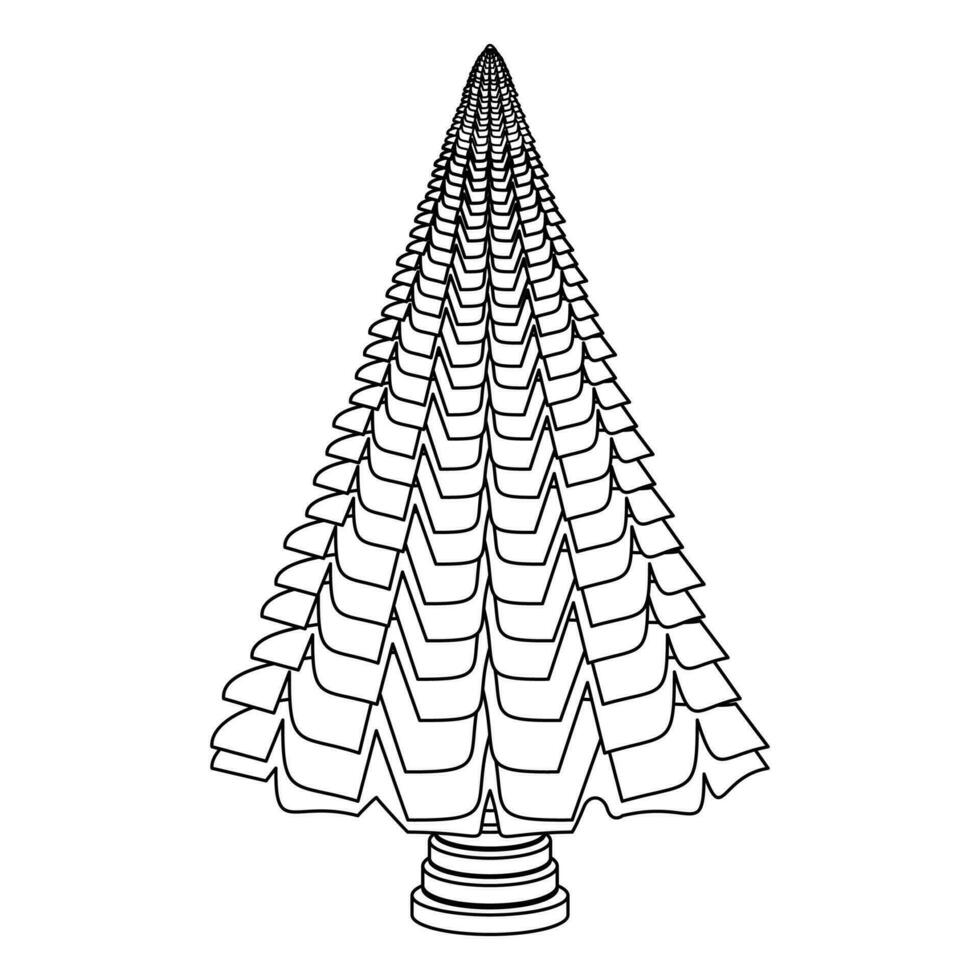 Christmas tree, modern line design. Green pine, spruce. Can be used for printed materials. vector