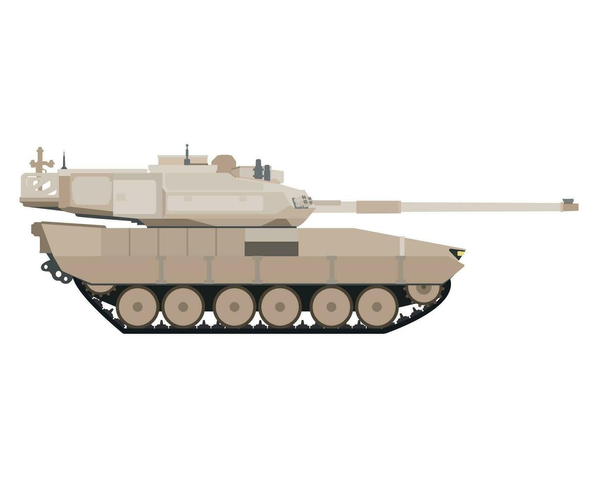 Main battle tank cartoon. Armored fighting vehicle. Special combat military transport. vector