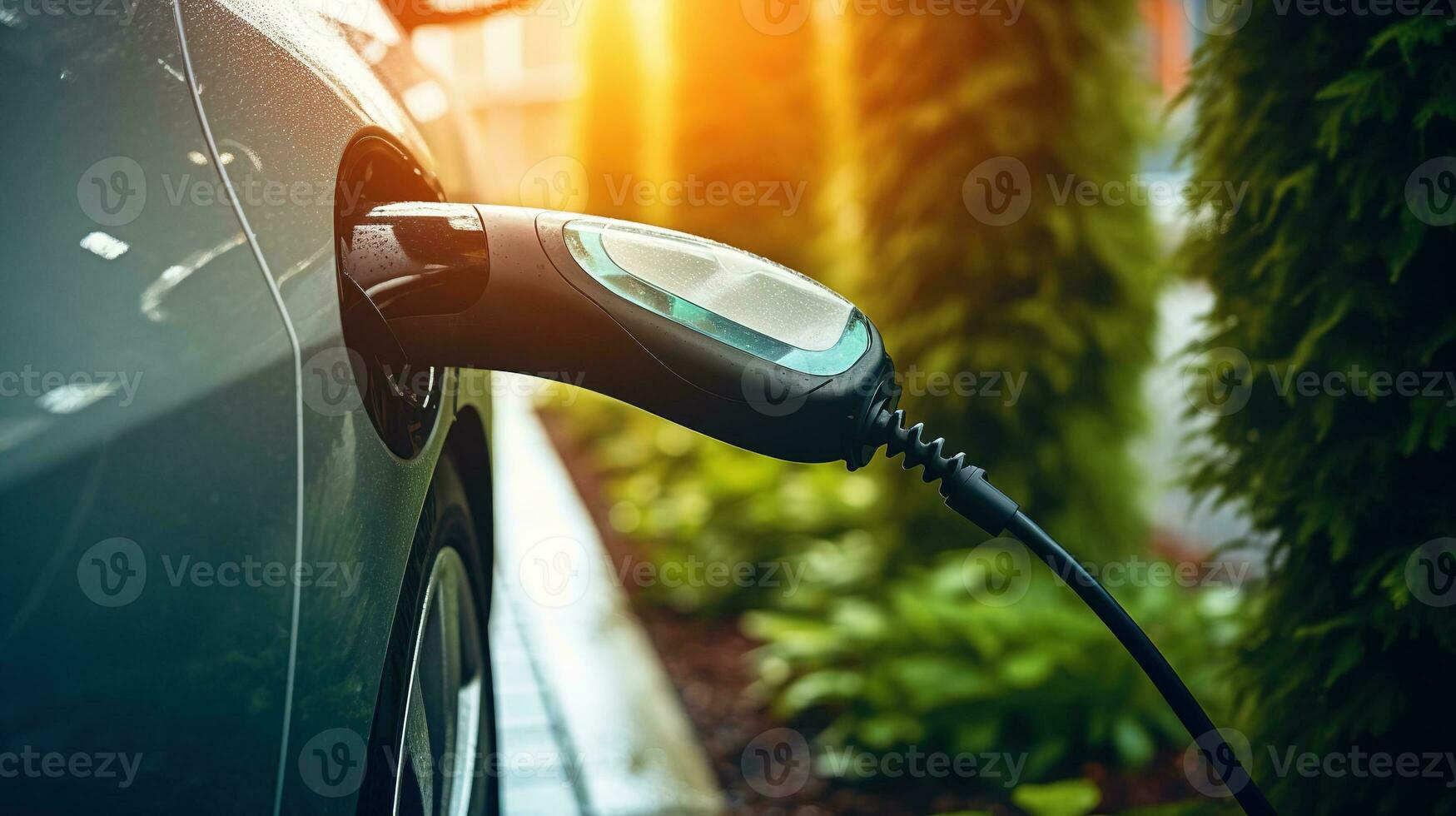 generativo ai, ev poder suministro para eléctrico coche cargando estación foto