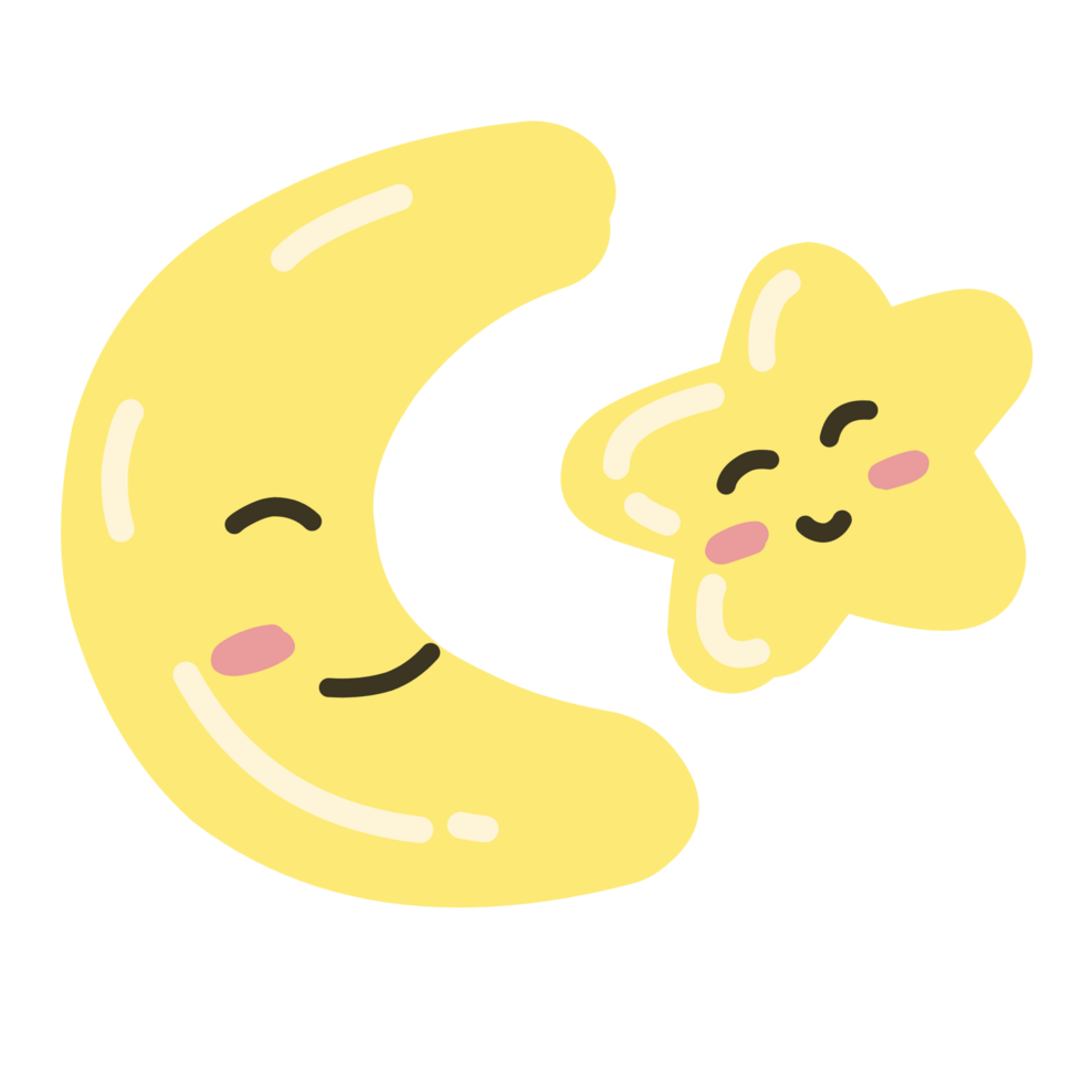 Moon and star happy smile png