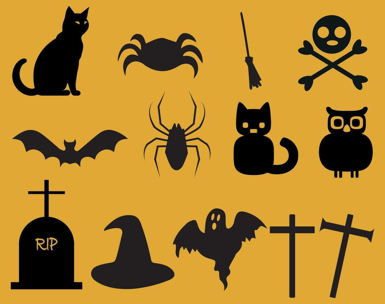 Halloween vector element silhouettes set, Free Download.