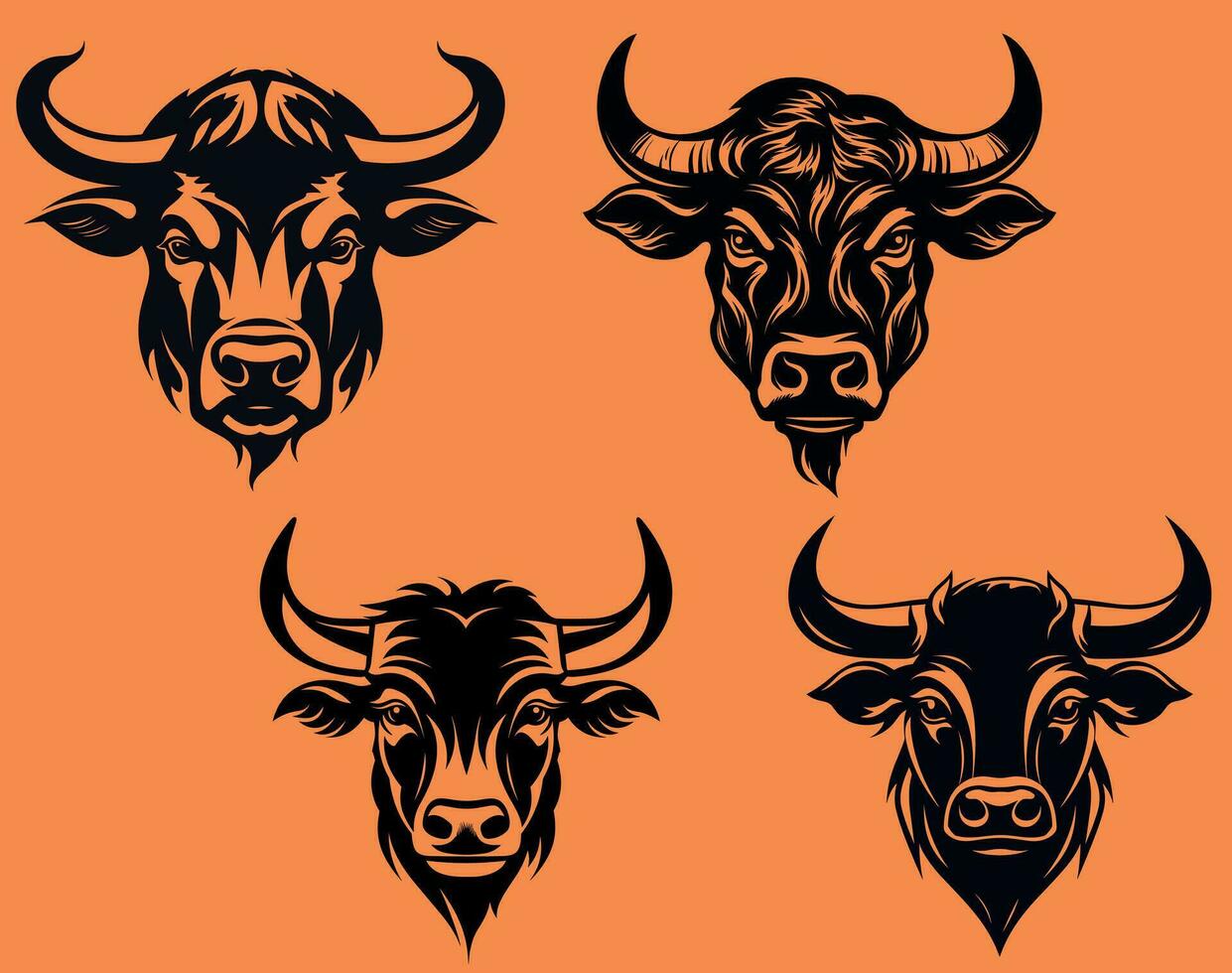 Bull head silhouette vector, Free Download. vector