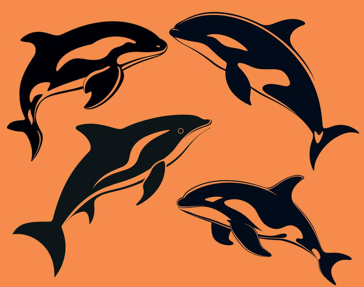 Dolphin silhouette vector, Free Download. vector
