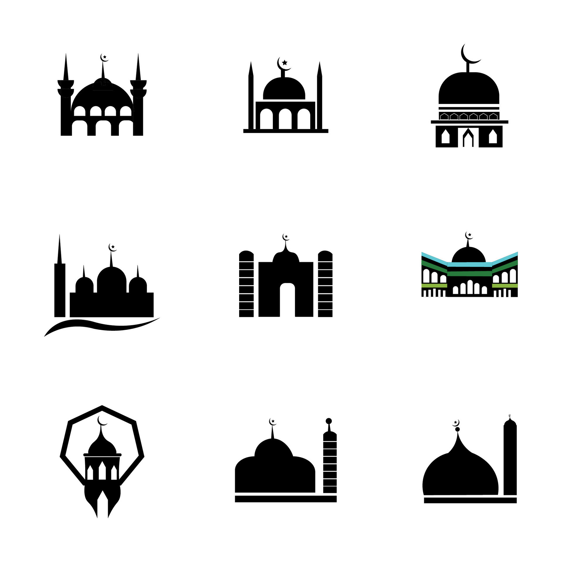Silhouette mosque set at twilight vector 32426515 Vector Art at Vecteezy