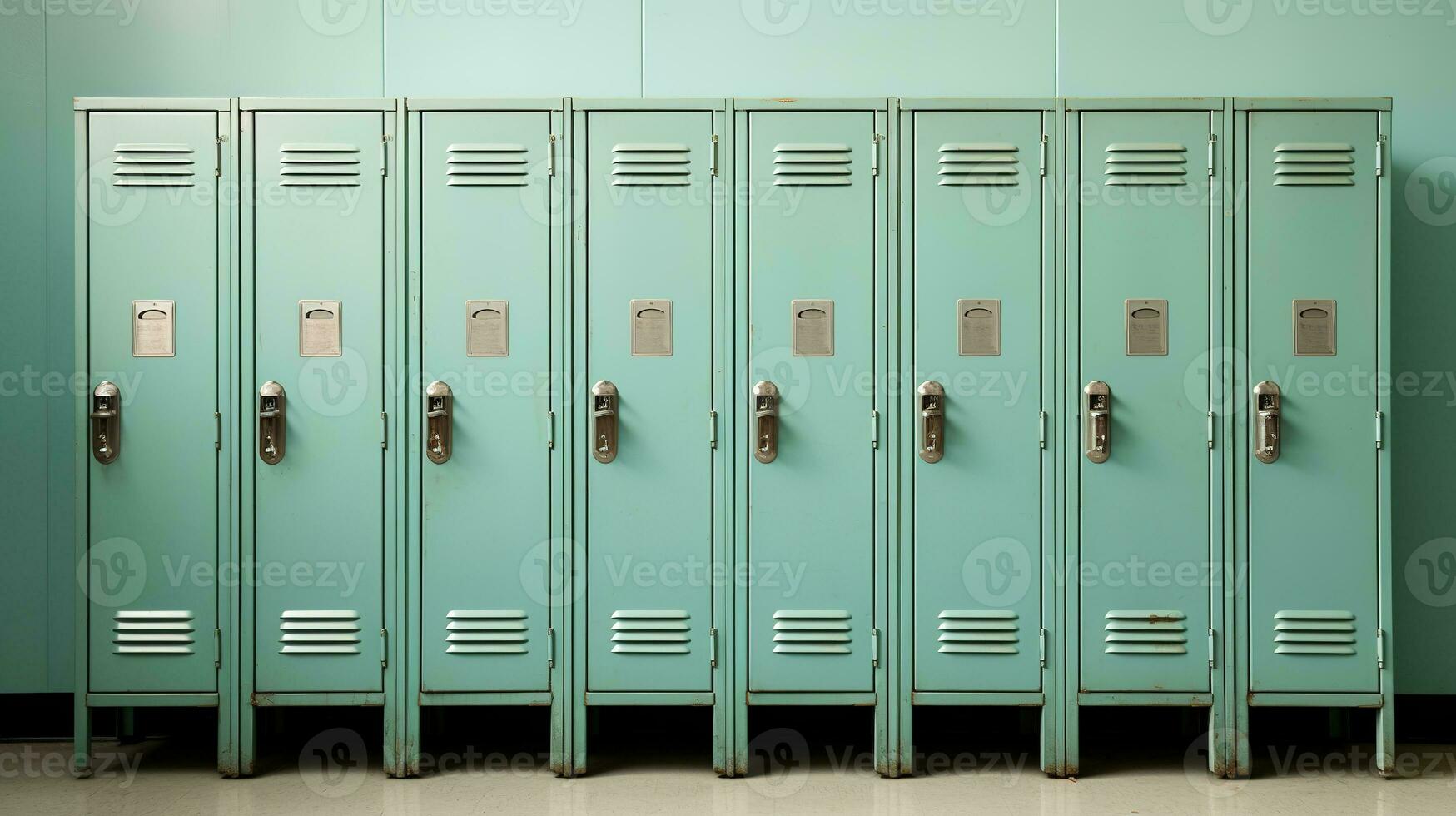 generativo ai, fila de alto colegio casilleros en el pasillo, armario habitación foto