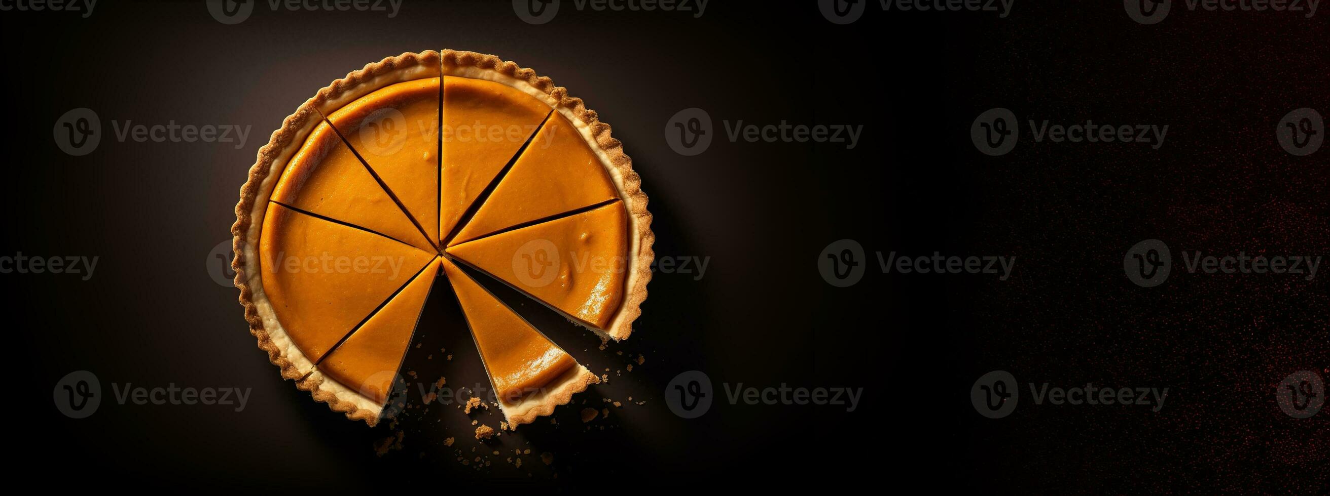 Generative AI, Homemade american traditional pumpkin pie, top view photo