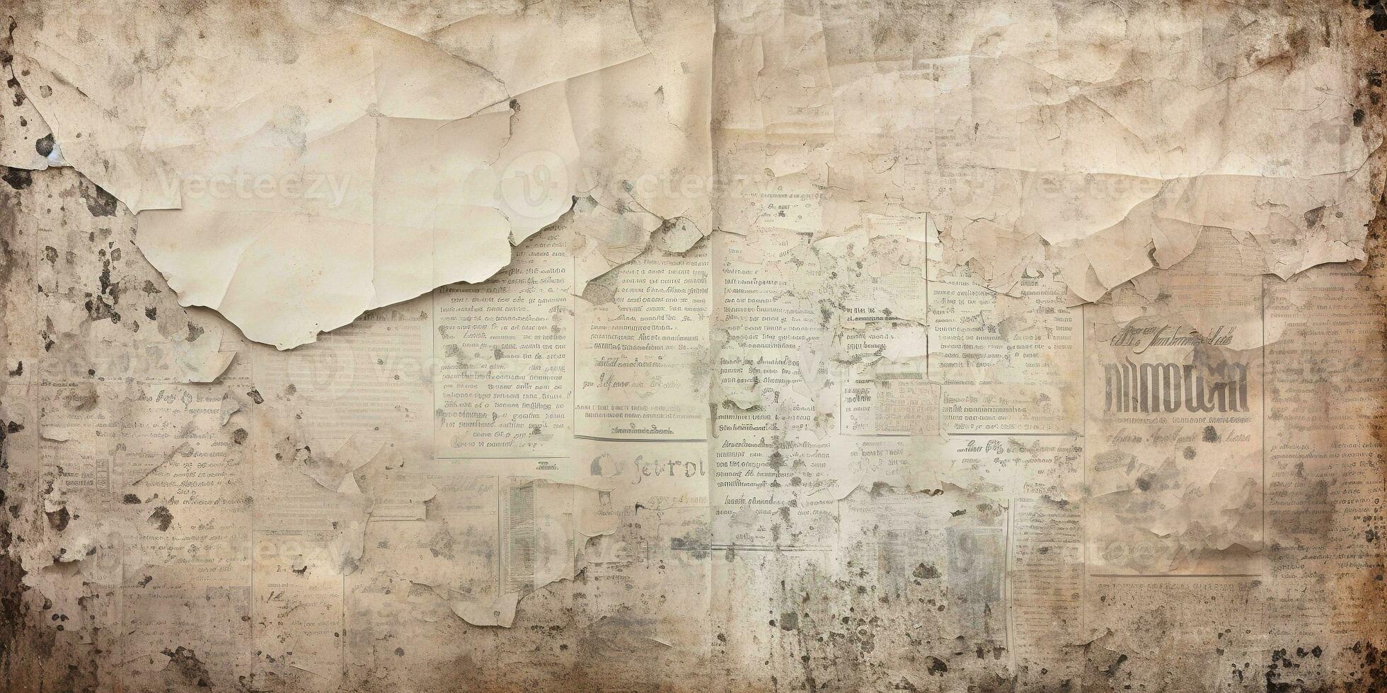 Generative AI, Newspaper or paper grunge vintage old aged texture background photo