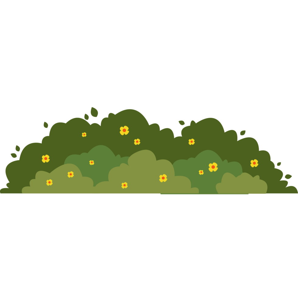 Grass Bushes and Hollow Trunk Rocks Illustration Free png