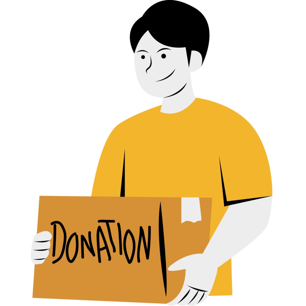 voluntário segurando caixa doações png