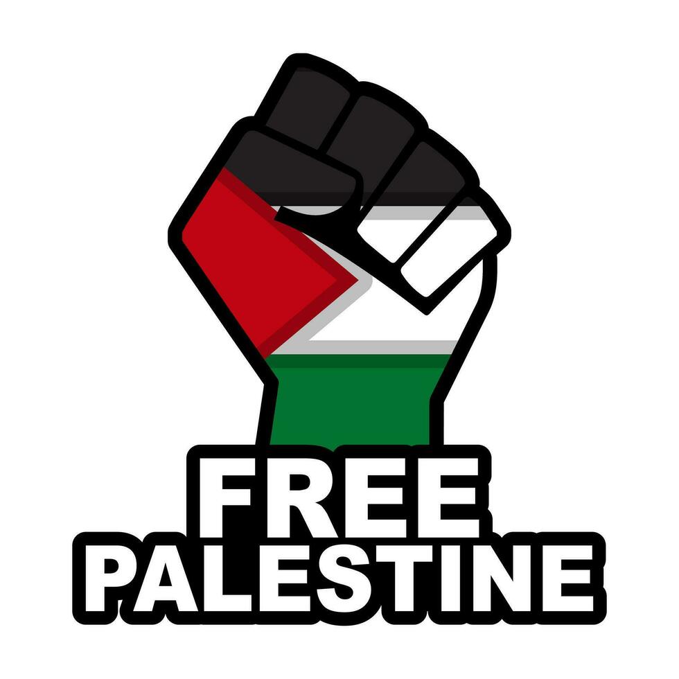 Flat design fist up in solidarity to free Palestine. Vector illustration