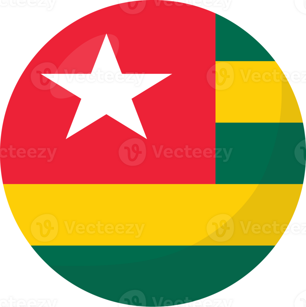 Togo flag circle 3D cartoon style. png