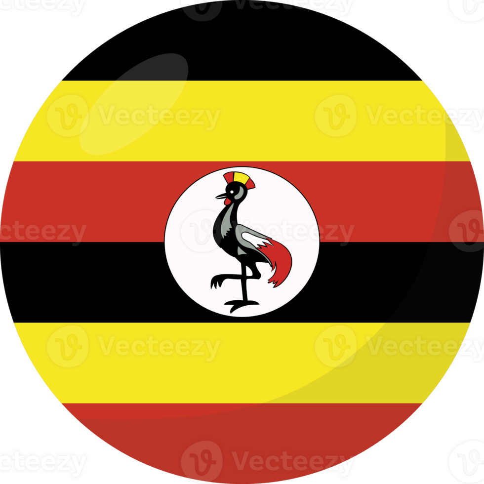 Uganda flag circle 3D cartoon style. png