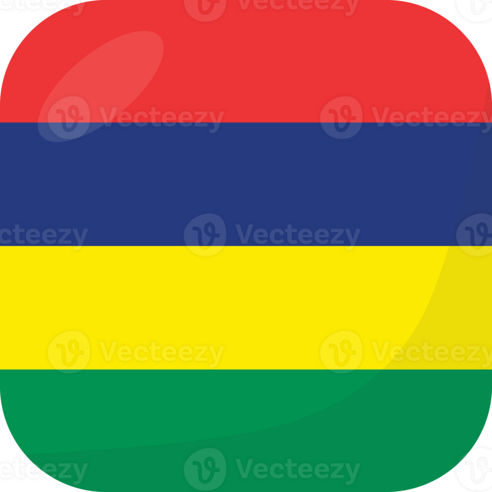 Mauritius flag square 3D cartoon style. png