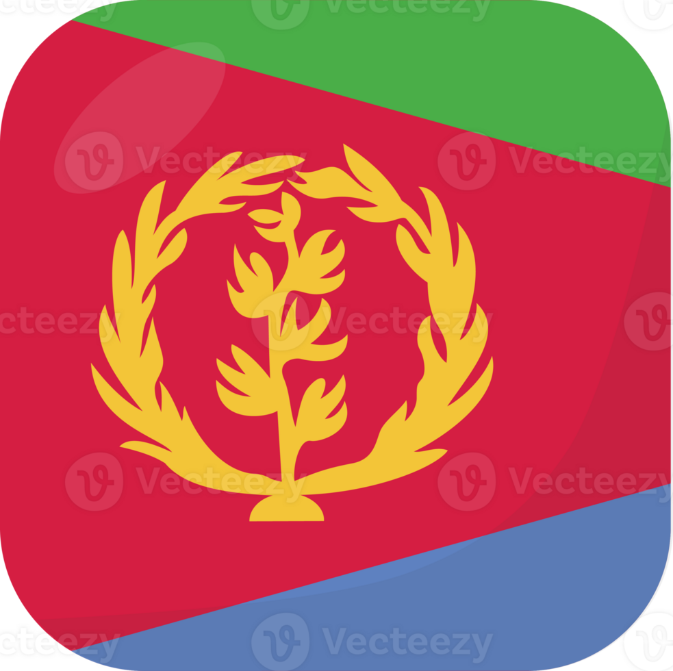 Eritrea flag square 3D cartoon style. png
