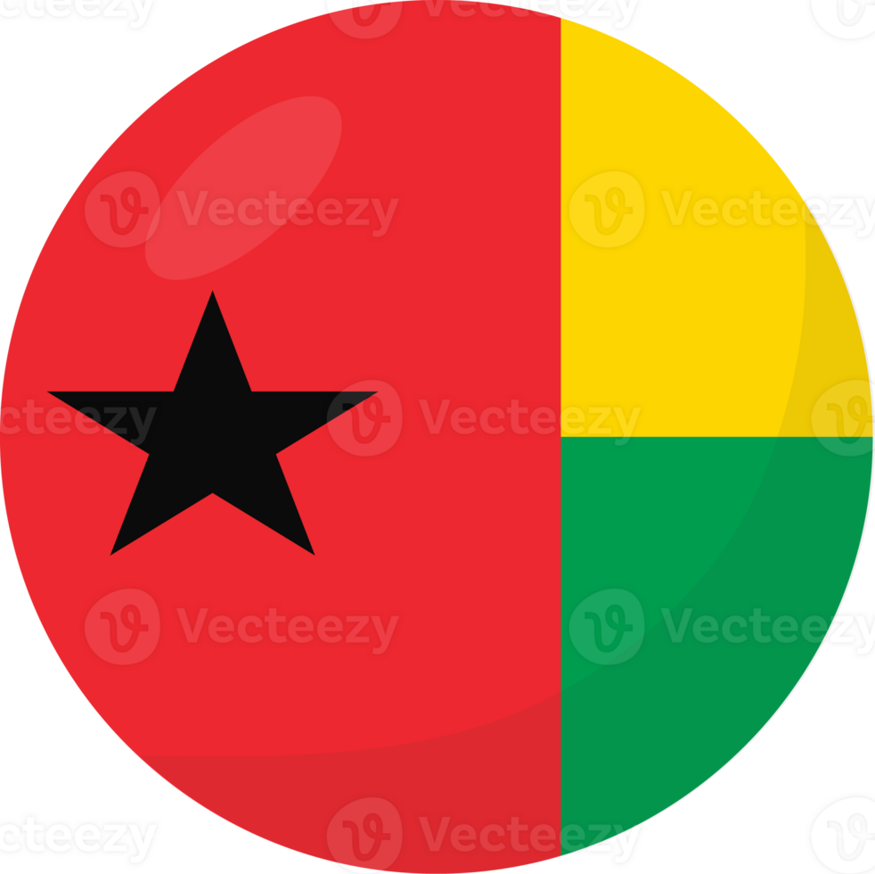 Guinea Bissau flag circle 3D cartoon style. png