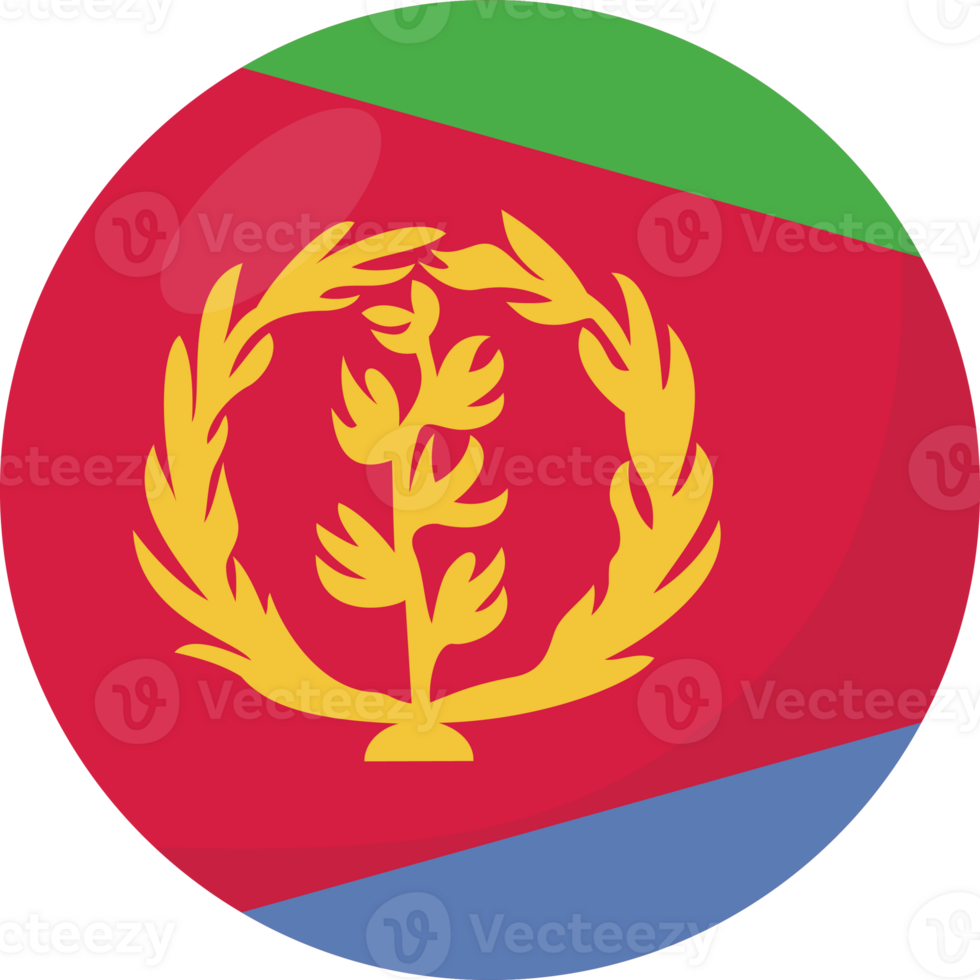 Eritrea flag circle 3D cartoon style. png