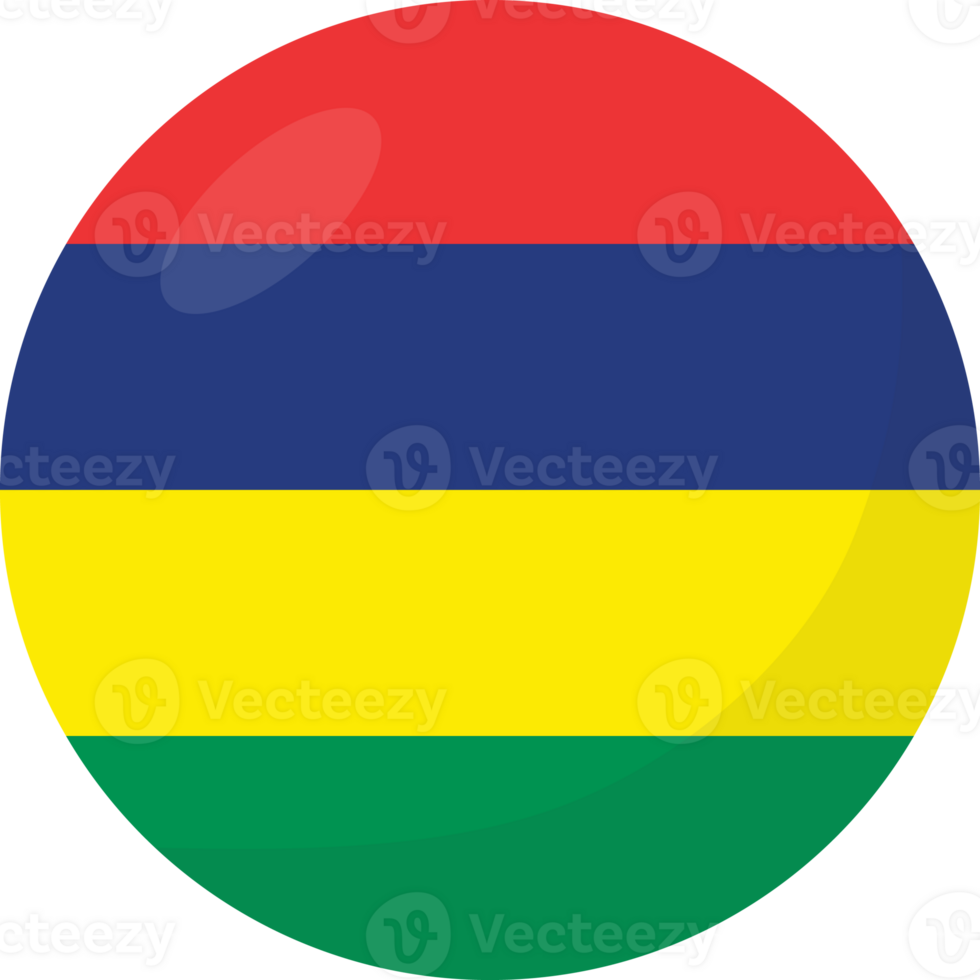 Mauritius flag circle 3D cartoon style. png