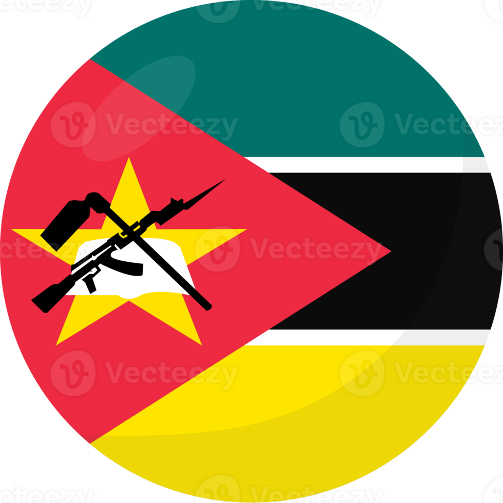 Mozambique flag circle 3D cartoon style. png