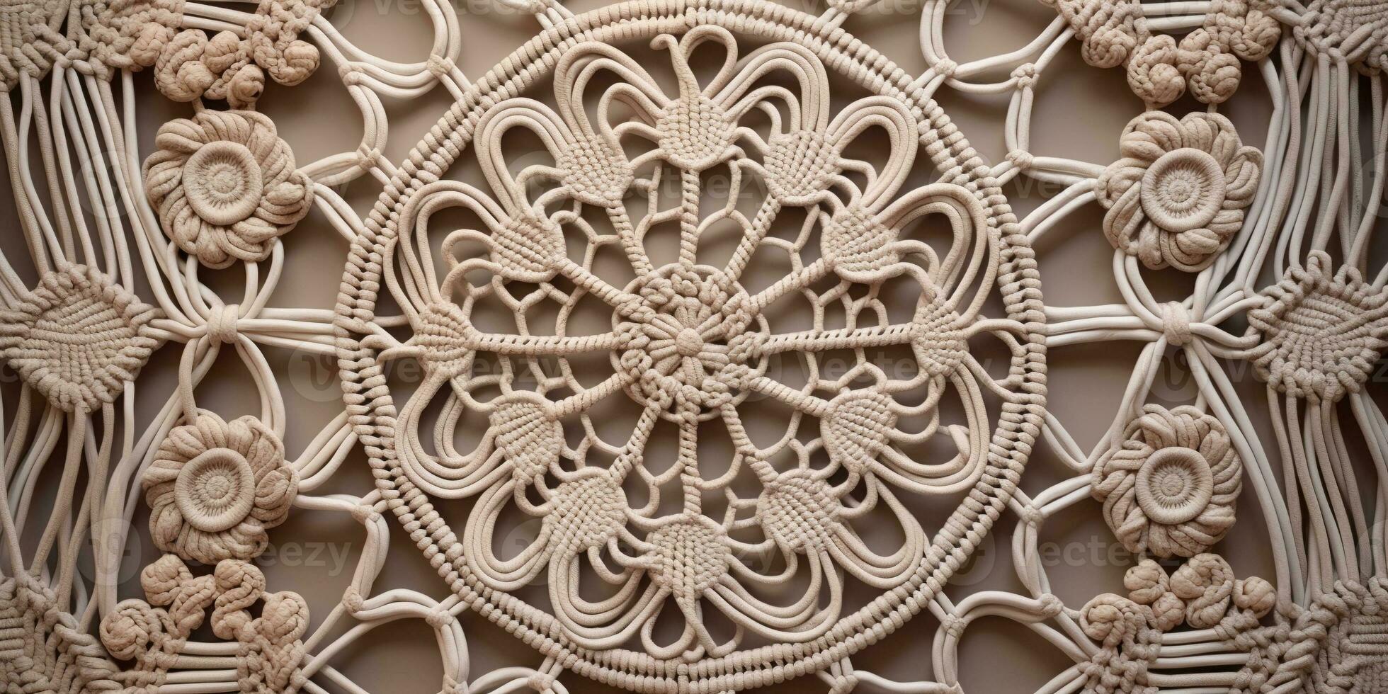 Generative AI, Close-up of hand made macrame texture photo