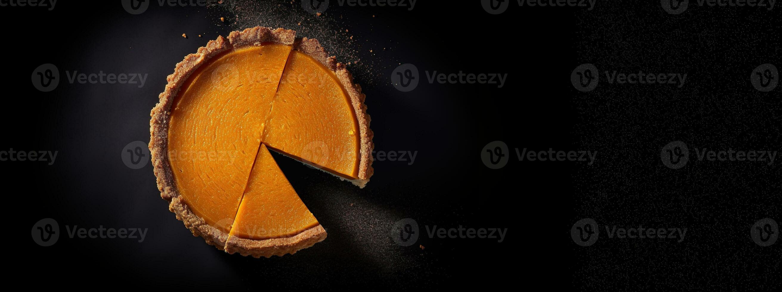 Generative AI, Homemade american traditional pumpkin pie, top view photo