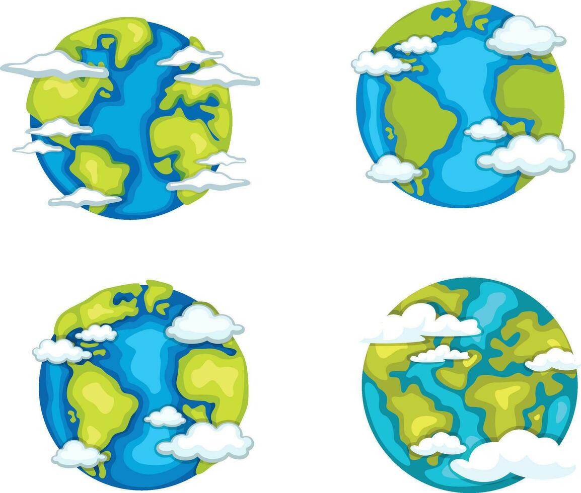 hermosa de tierra planeta plano vector ilustración recopilación, tierra ilustración