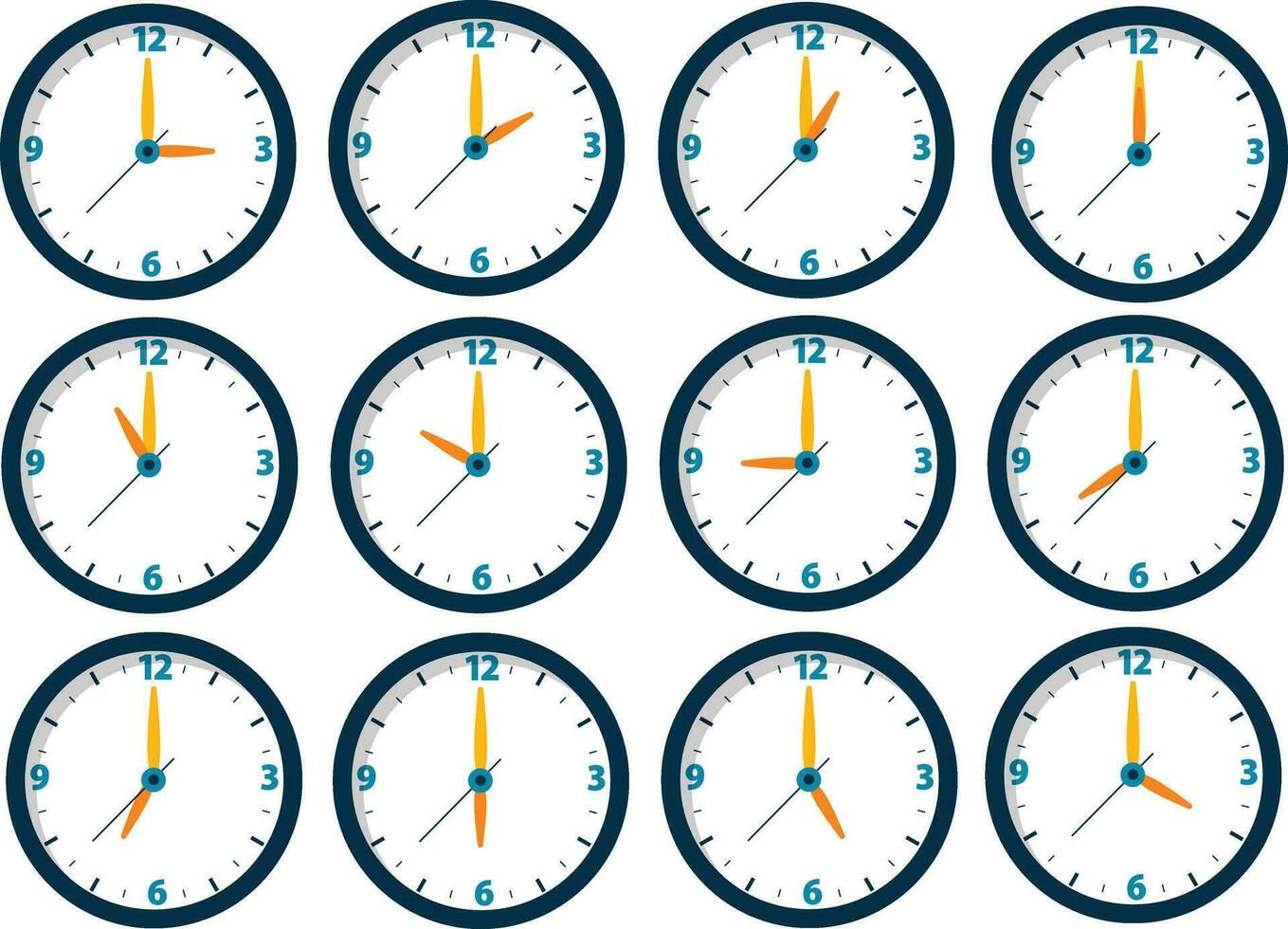 minimalista redondo reloj cara diseño recopilación, pared reloj ilustración vector