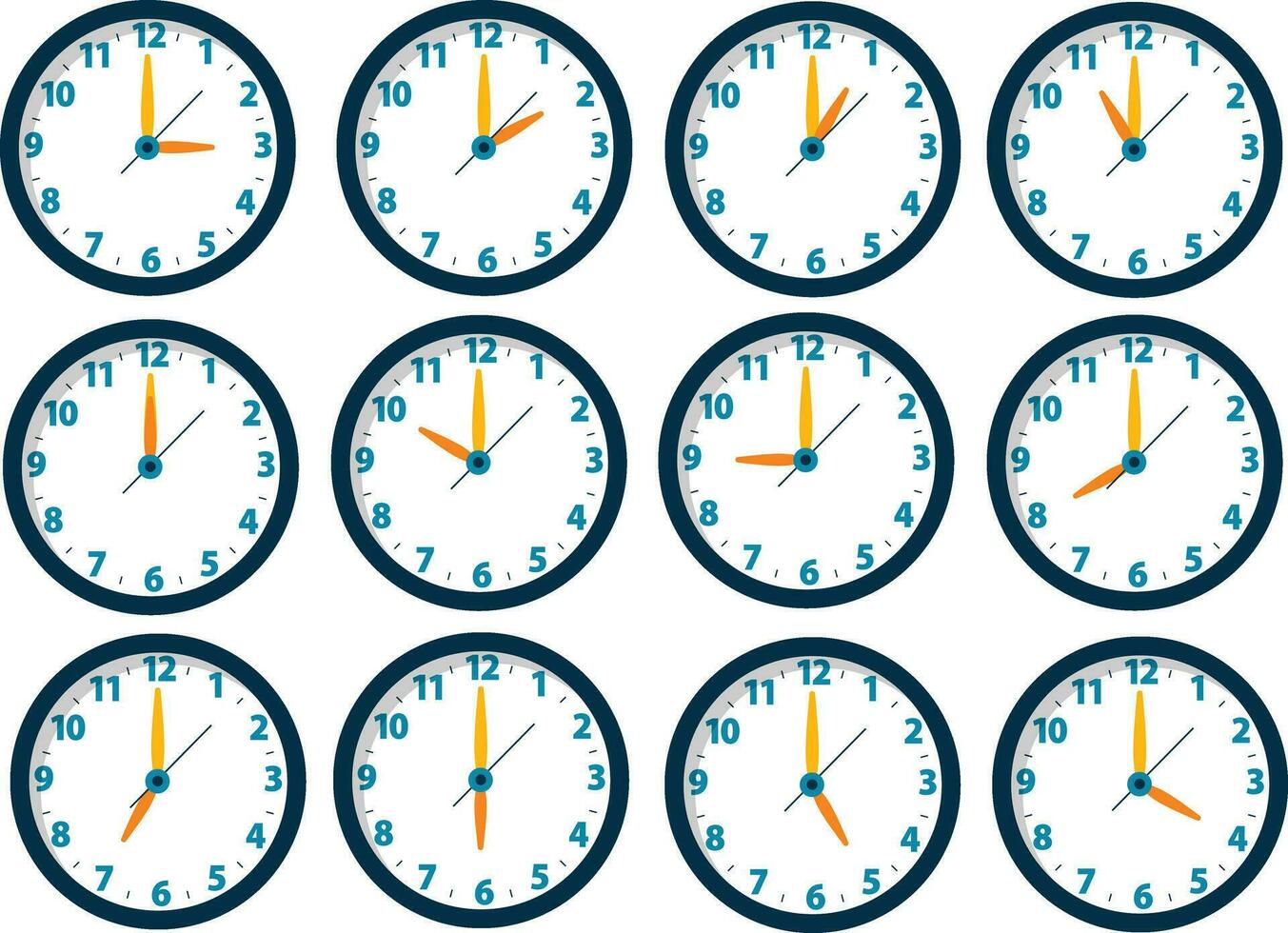 Analog Clock Icon Set, Wall Clock Illustration vector