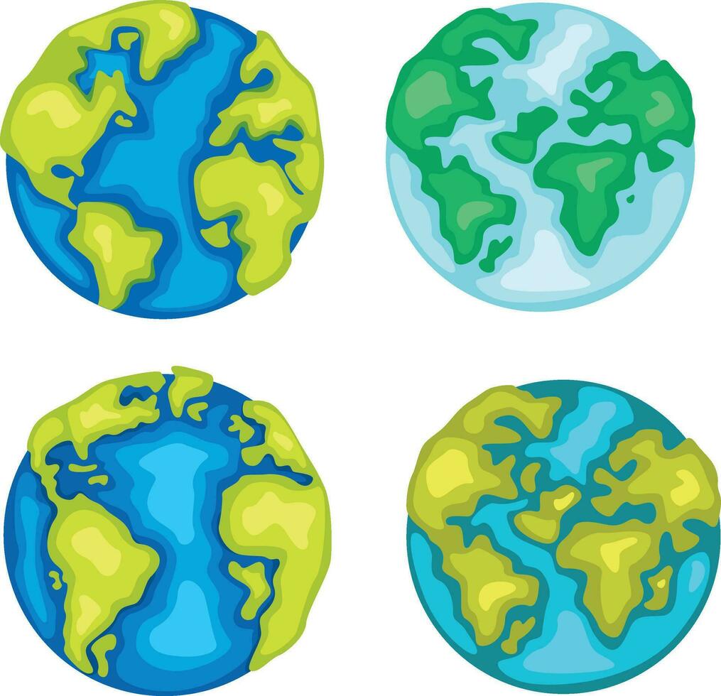 Earth Planet Flat Vector Illustration Collection, Earth Illustration