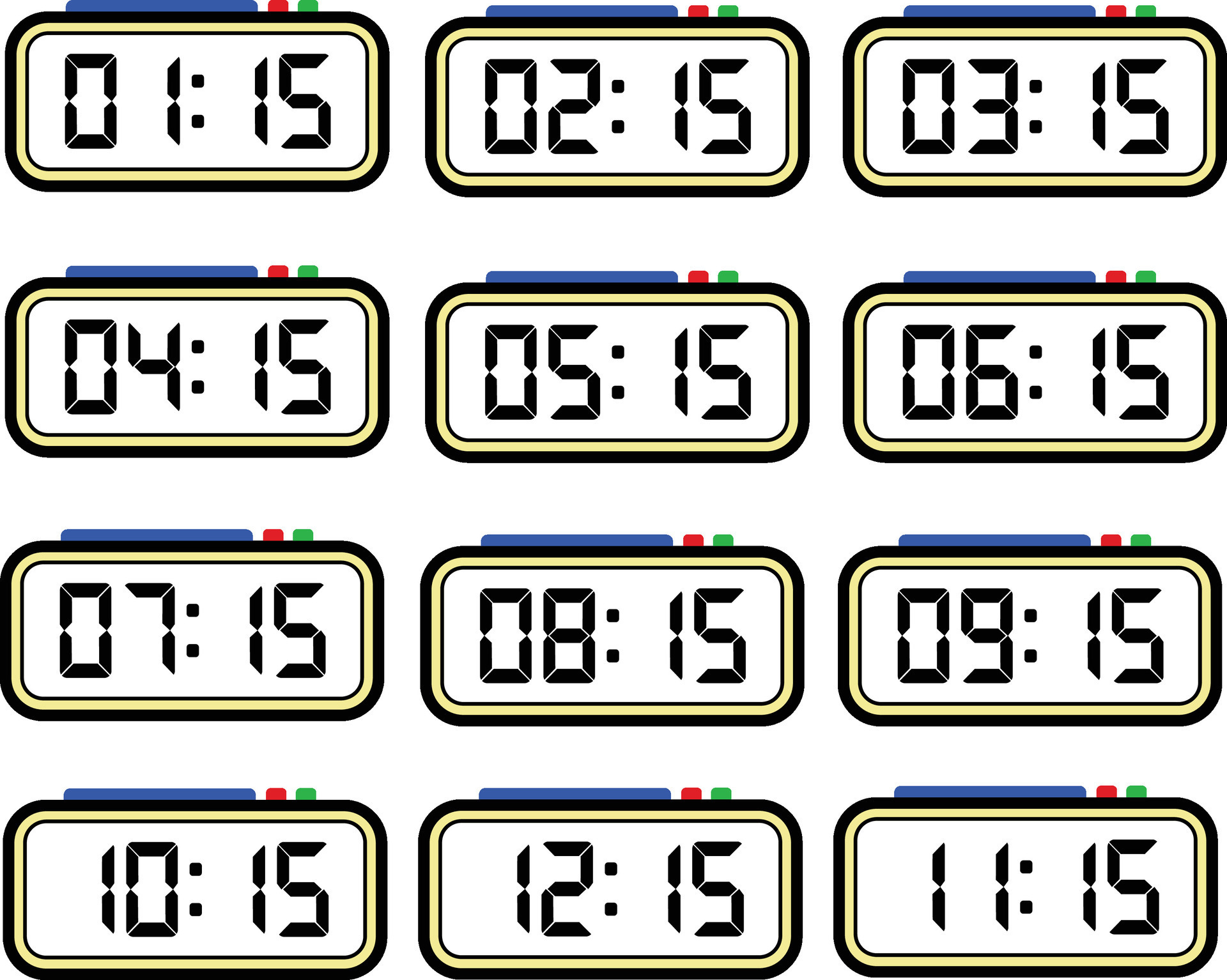 Digital Clock Time Show 17.00, Clock 24 Hours Illustration, Time